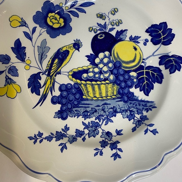 Spode 10.5” Plate “Blue Bird” Blue and Yellow with Scalloped Edges China Decor - Picture 3 of 7